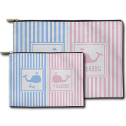 Striped w/ Whales Zipper Pouch (Personalized)