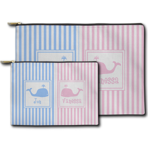 Striped w/ Whales Zippered Pouches - Size Comparison