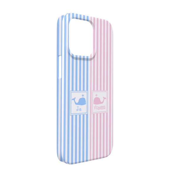 Custom Striped w/ Whales iPhone Case - Plastic - iPhone 13 (Personalized)