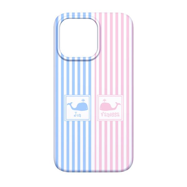 Striped w/ Whales iPhone 13 Case - Back