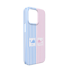 Striped w/ Whales iPhone Case - Plastic - iPhone 13 Mini (Personalized)