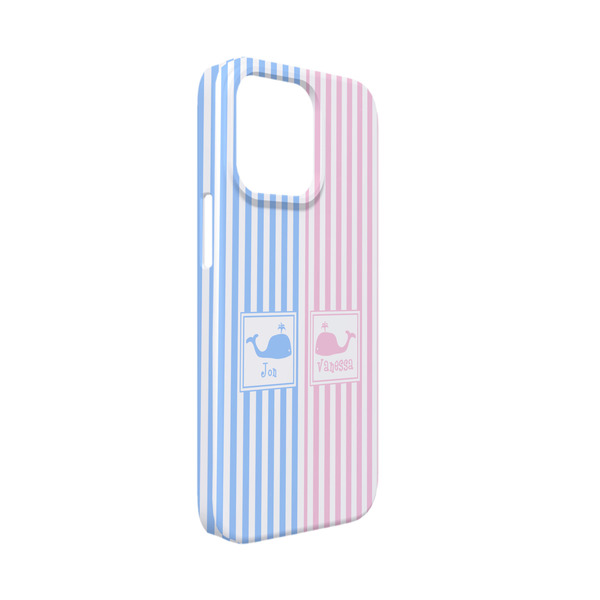 Custom Striped w/ Whales iPhone Case - Plastic - iPhone 13 Mini (Personalized)