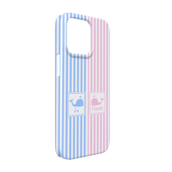Custom Striped w/ Whales iPhone Case - Plastic - iPhone 13 Pro (Personalized)