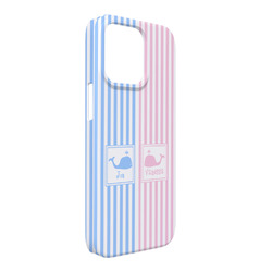 Striped w/ Whales iPhone Case - Plastic - iPhone 13 Pro Max (Personalized)