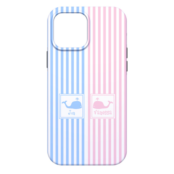 Striped w/ Whales iPhone 13 Pro Max Tough Case - Back