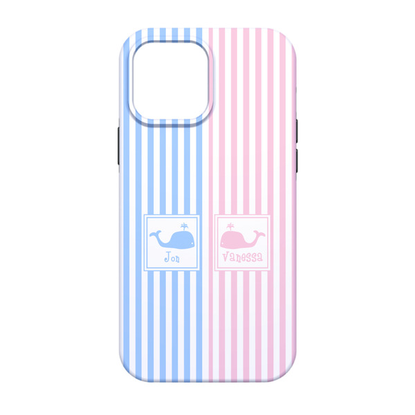 Striped w/ Whales iPhone 13 Tough Case - Back