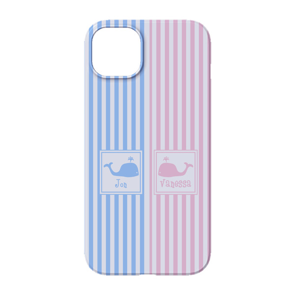 Striped w/ Whales iPhone 14 Case - Back