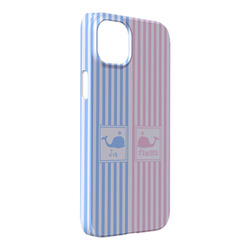 Striped w/ Whales iPhone Case - Plastic - iPhone 14 Plus (Personalized)