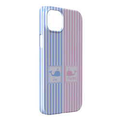 Striped w/ Whales iPhone Case - Plastic - iPhone 14 Pro Max (Personalized)