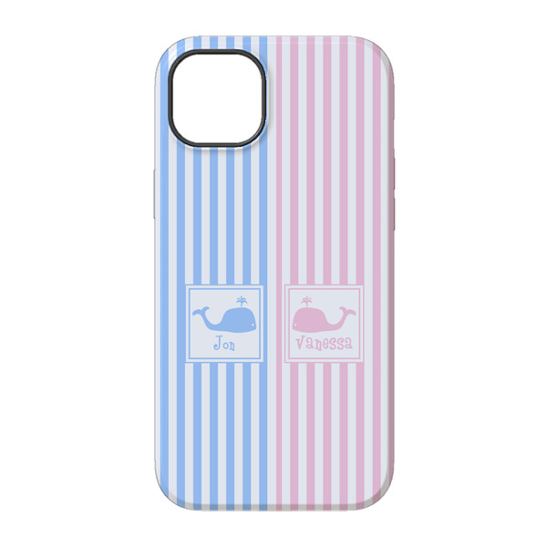 Striped w/ Whales iPhone 14 Tough Case - Back