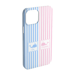 Striped w/ Whales iPhone Case - Plastic - iPhone 15 (Personalized)
