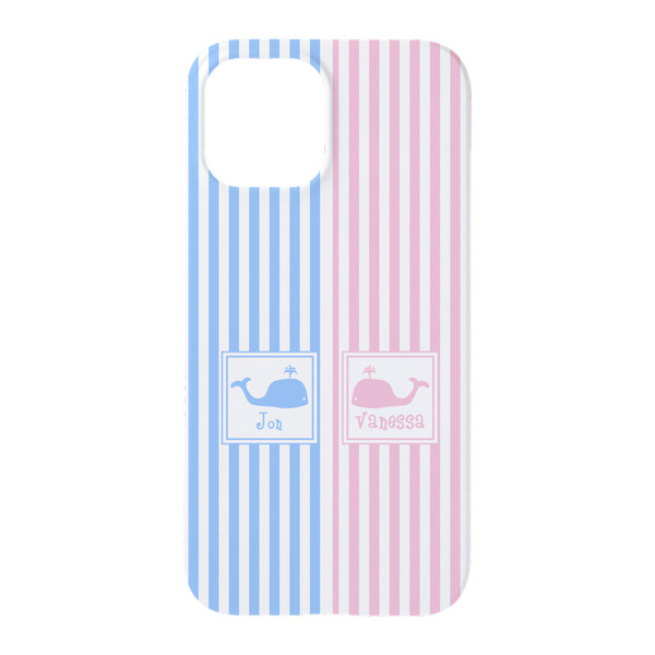 Striped w/ Whales iPhone 15 Case - Back