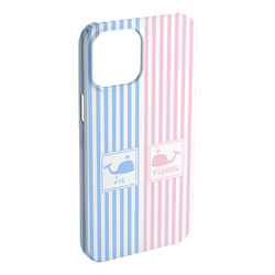 Striped w/ Whales iPhone Case - Plastic - iPhone 15 Plus (Personalized)