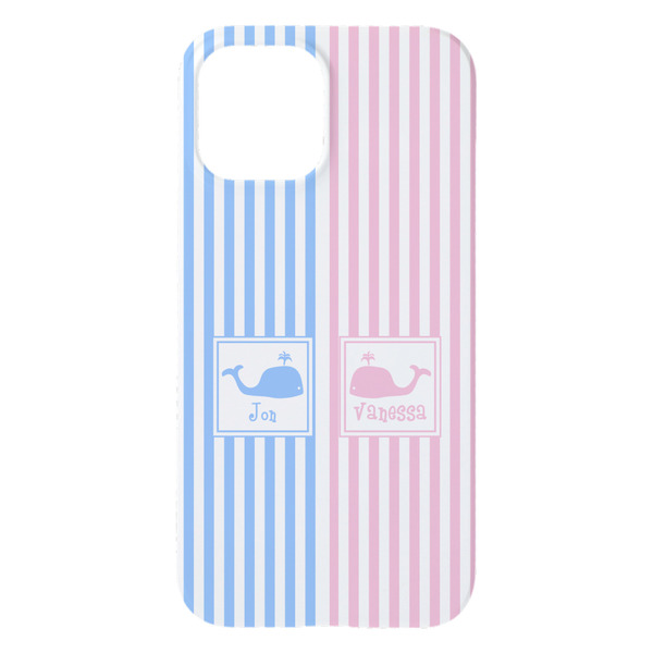 Striped w/ Whales iPhone 15 Plus Case - Back