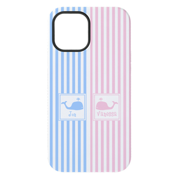 Striped w/ Whales iPhone 15 Plus Tough Case - Back