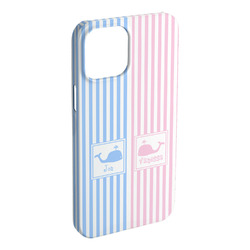 Striped w/ Whales iPhone Case - Plastic - iPhone 15 Pro Max (Personalized)
