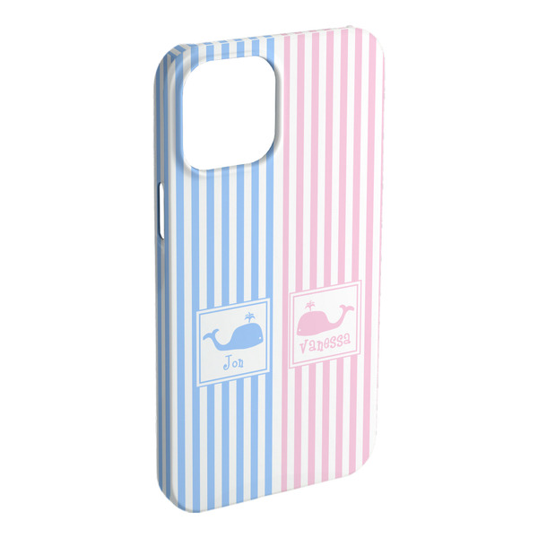 Custom Striped w/ Whales iPhone Case - Plastic (Personalized)