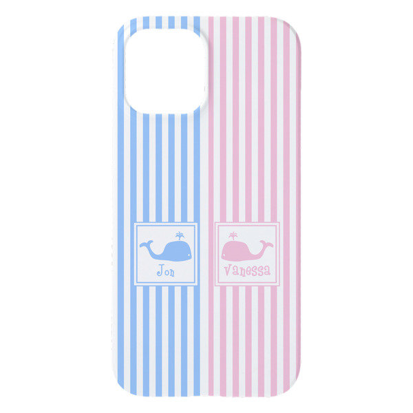 Striped w/ Whales iPhone 15 Pro Max Case - Back