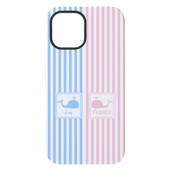 Striped w/ Whales iPhone 15 Pro Max Tough Case - Back