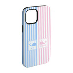 Striped w/ Whales iPhone Case - Rubber Lined - iPhone 15 Pro (Personalized)