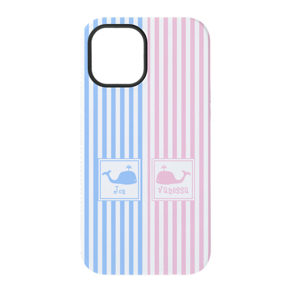 Striped w/ Whales iPhone 15 Pro Tough Case - Back