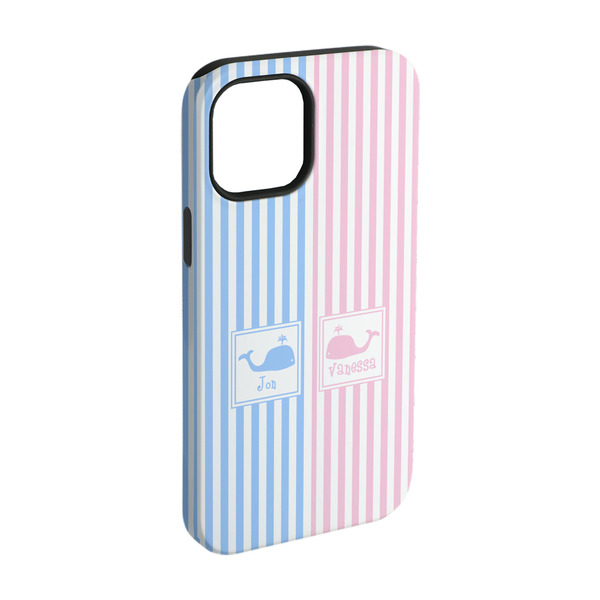 Custom Striped w/ Whales iPhone Case - Rubber Lined - iPhone 15 (Personalized)
