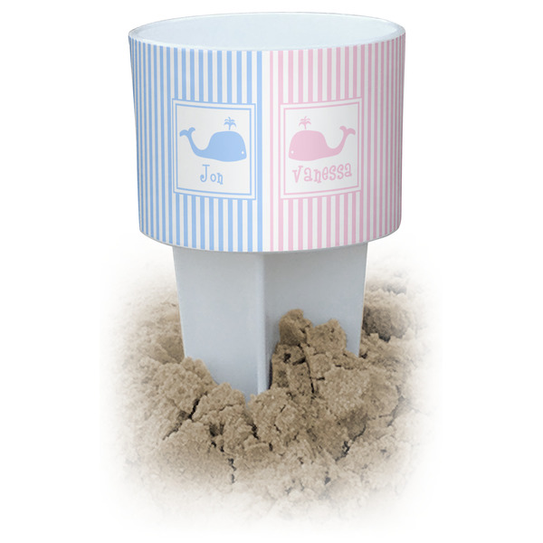 Custom Striped w/ Whales Beach Spiker Drink Holder (Personalized)