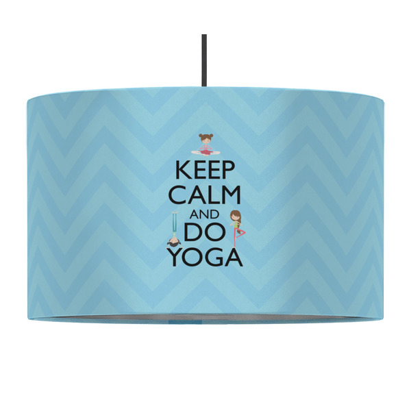 Custom Keep Calm & Do Yoga 12" Drum Pendant Lamp - Fabric