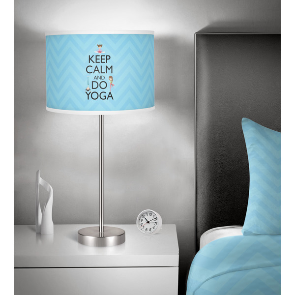 Keep Calm & Do Yoga 13 inch drum lamp shade - in room