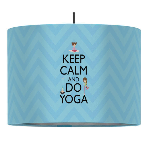 Custom Keep Calm & Do Yoga 16" Drum Pendant Lamp - Fabric