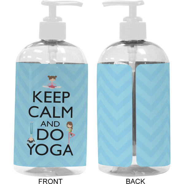 Keep Calm & Do Yoga 16 oz Plastic Liquid Dispenser- Approval- White