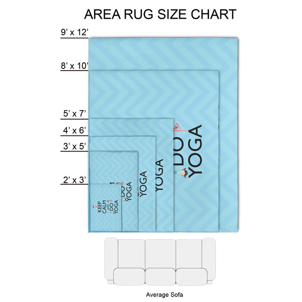 Keep Calm & Do Yoga 2'x3' Indoor Area Rugs - Size Chart