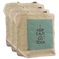 Keep Calm & Do Yoga Reusable Cotton Grocery Bags - Set of 3