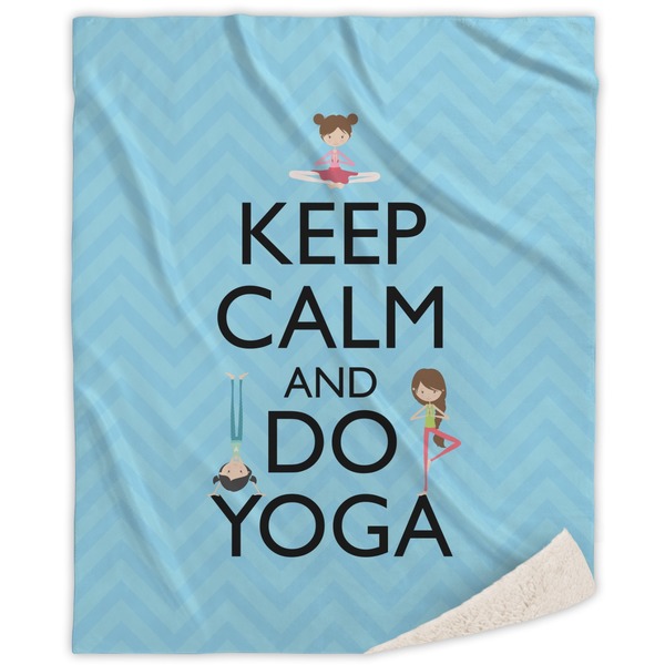 Custom Keep Calm & Do Yoga Sherpa Throw Blanket
