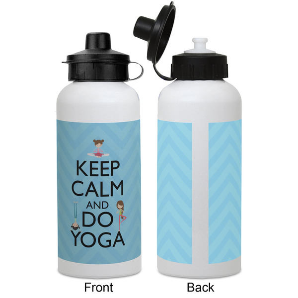 Keep Calm & Do Yoga Aluminum Water Bottle - White APPROVAL