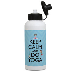 Keep Calm & Do Yoga Water Bottles - Aluminum - 20 oz - White