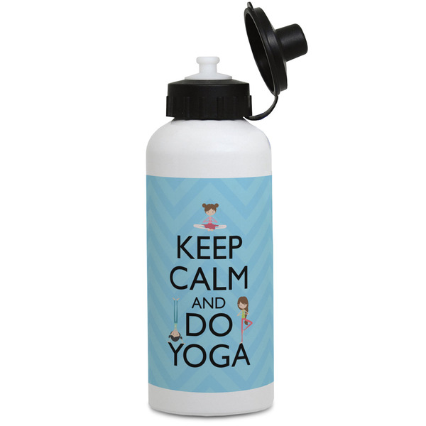 Custom Keep Calm & Do Yoga Water Bottles - Aluminum - 20 oz - White