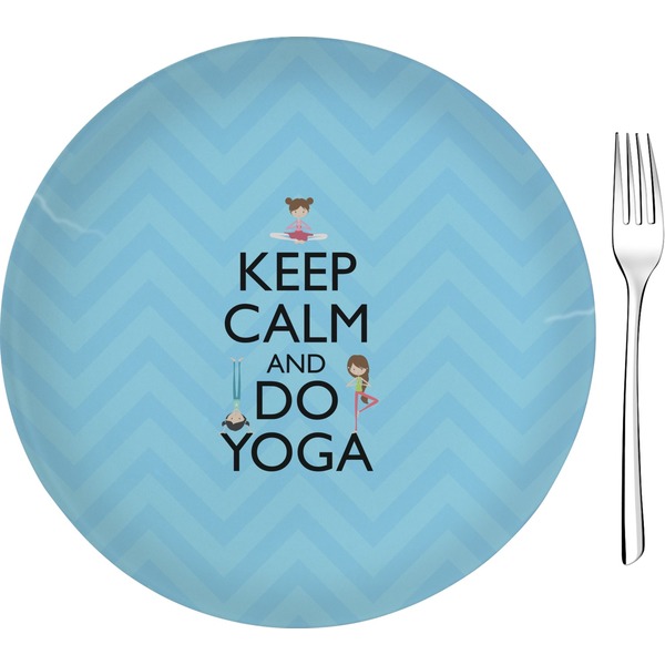 Custom Keep Calm & Do Yoga 8" Glass Appetizer / Dessert Plates - Single or Set