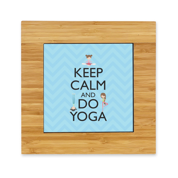 Custom Keep Calm & Do Yoga Bamboo Trivet with Ceramic Tile Insert