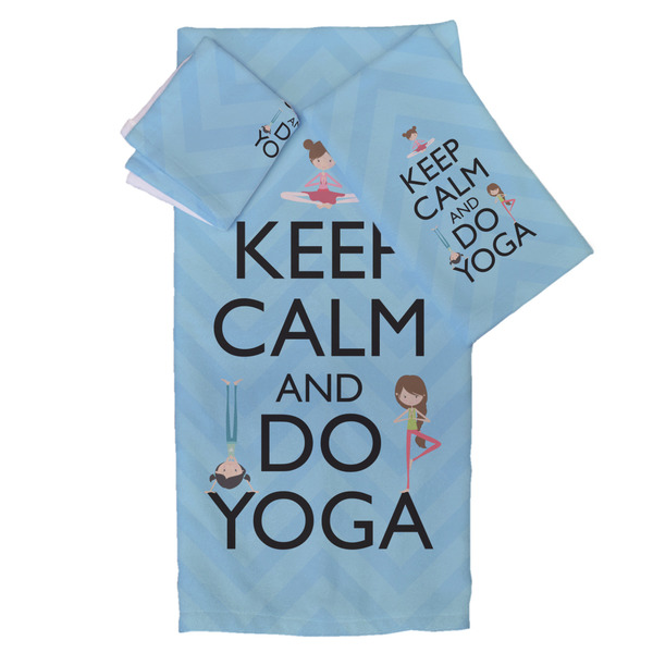 Custom Keep Calm & Do Yoga Bath Towel Set - 3 Pcs