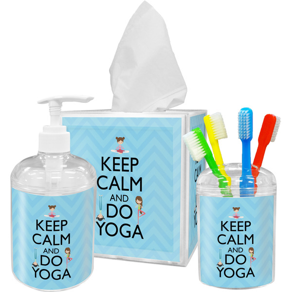 Custom Keep Calm & Do Yoga Acrylic Bathroom Accessories Set