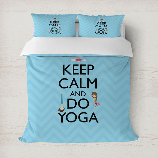 Custom Keep Calm & Do Yoga Duvet Cover Set - Full / Queen