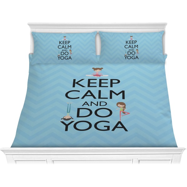 Custom Keep Calm & Do Yoga Comforter Set - King