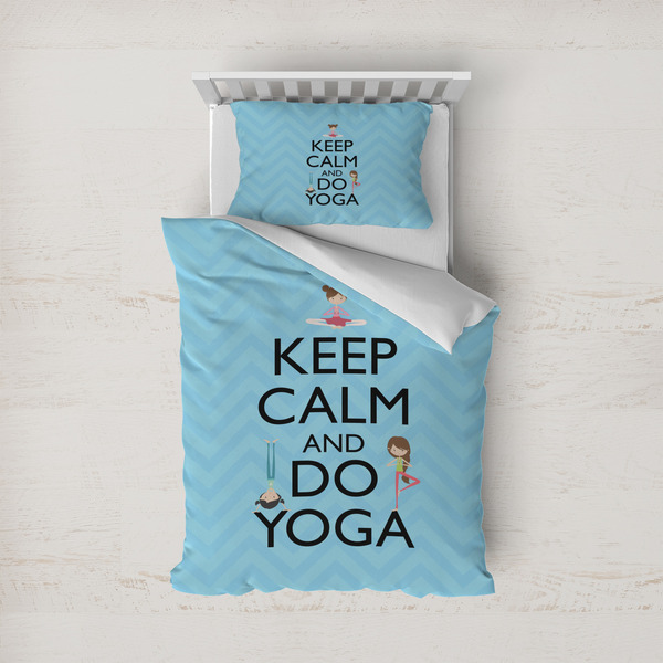 Custom Keep Calm & Do Yoga Duvet Cover Set - Twin