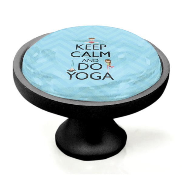 Keep Calm & Do Yoga Black Custom Cabinet Knob (Side)