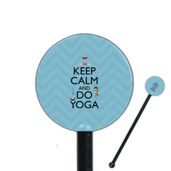 Keep Calm & Do Yoga 5.5" Round Plastic Stir Sticks - Black - Single Sided