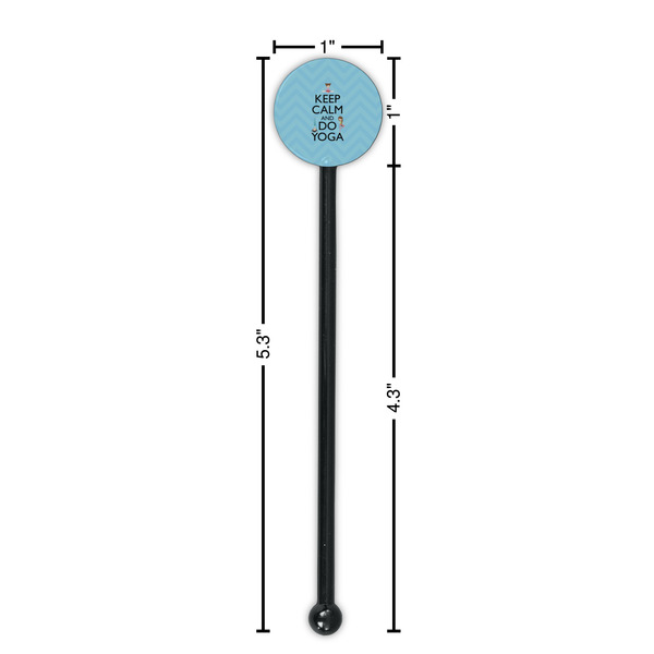 Keep Calm & Do Yoga Black Plastic 5.5" Stir Stick - Round - Dimensions