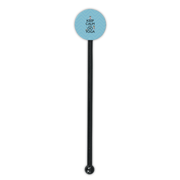 Keep Calm & Do Yoga Black Plastic 5.5" Stir Stick - Round - Single Stick