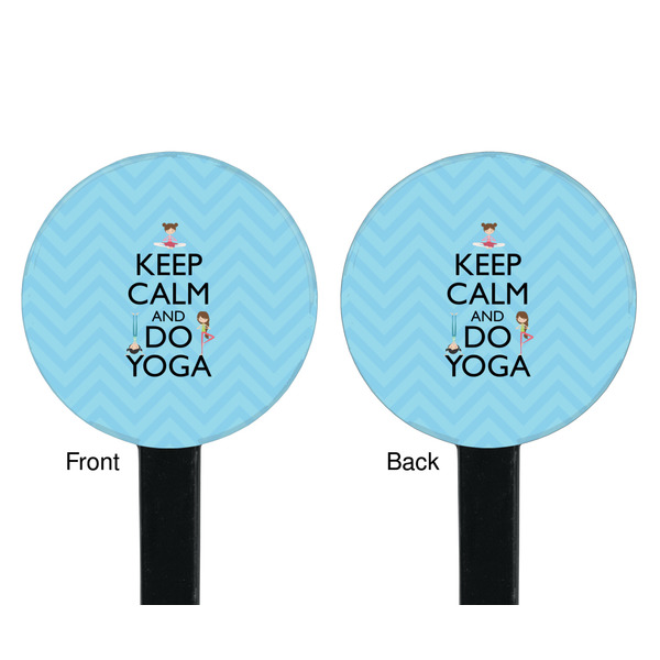 Keep Calm & Do Yoga Black Plastic 7" Stir Stick - Double Sided - Round - Front & Back