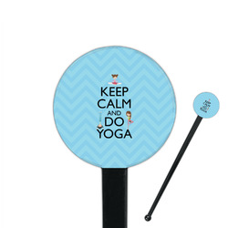 Keep Calm & Do Yoga 7" Round Plastic Stir Sticks - Black - Single Sided
